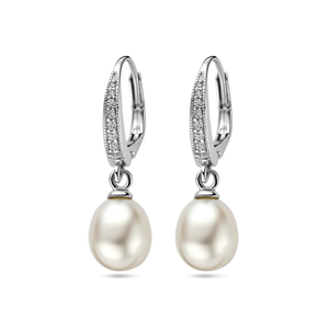 Parel oorbellen zilver