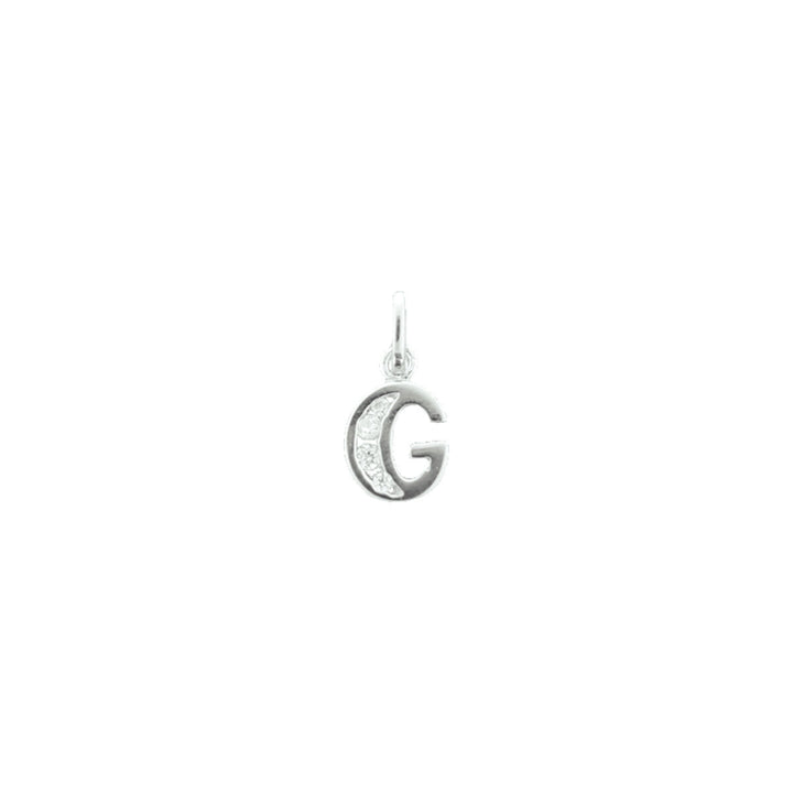 pendant letter a zirconia silver rhodium plated