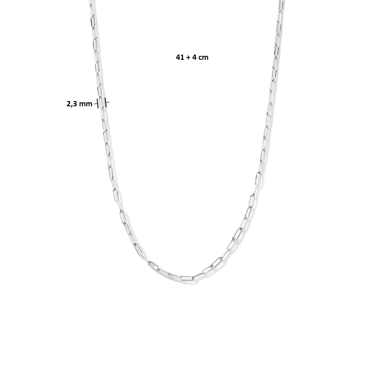 Zilveren ketting dames paperclip vierkante buis gerhodineerd