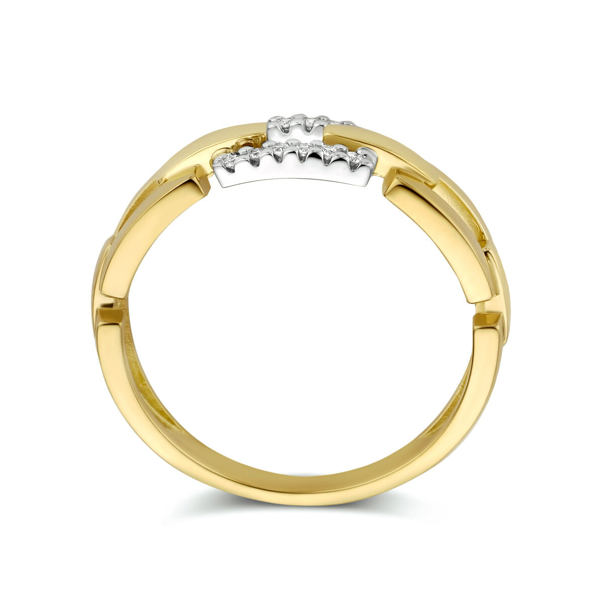 ring link diamond 0.05ct h si 14K bicolor gold yellow/white