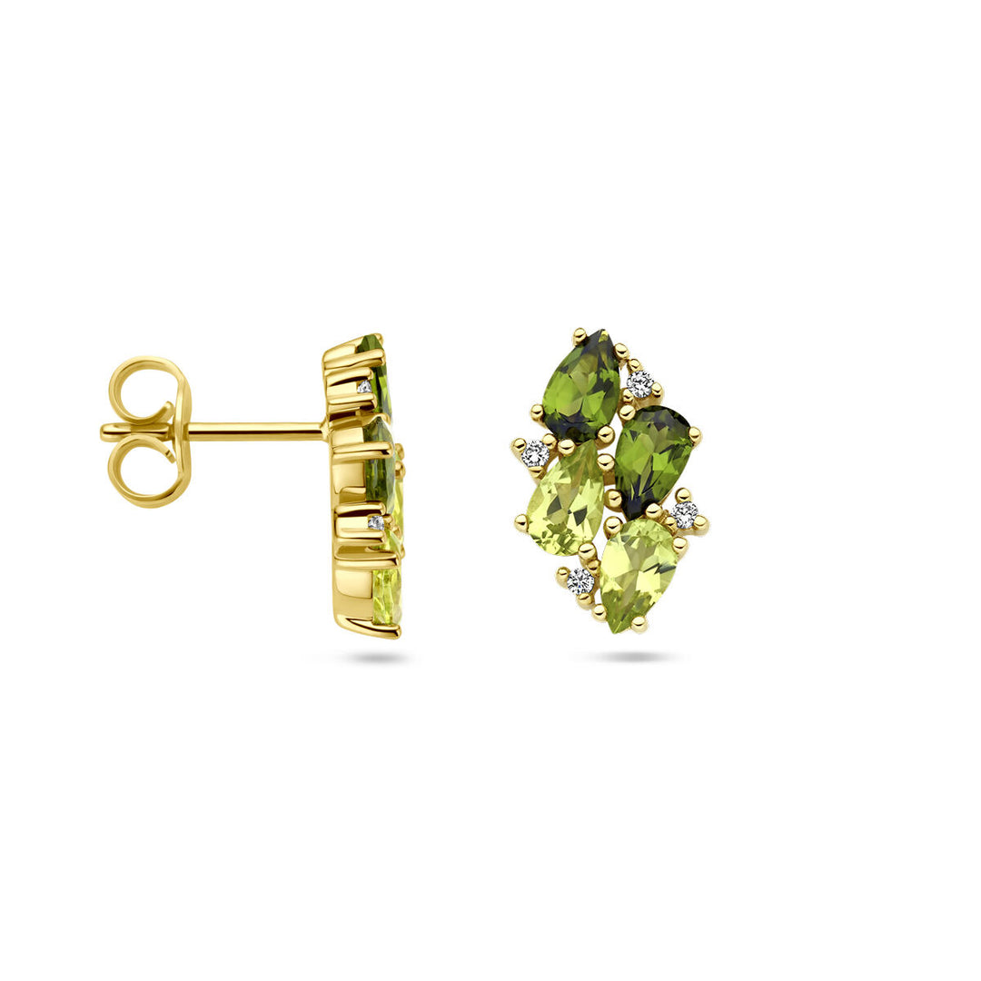 also studs green tourmaline, peridot and diamond 0.05ct (2x 0.025ct) h si 14K yellow gold