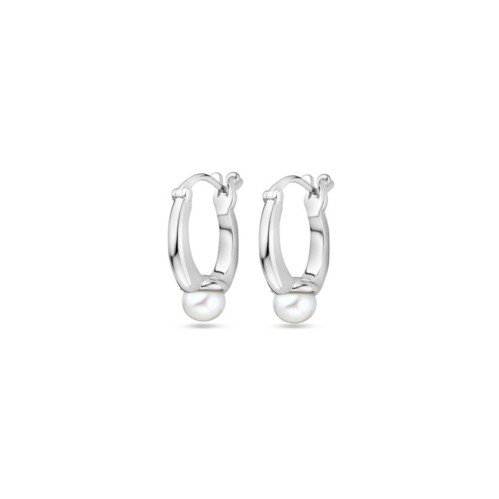 oorringen parel 20 mm zilver gerhodineerd