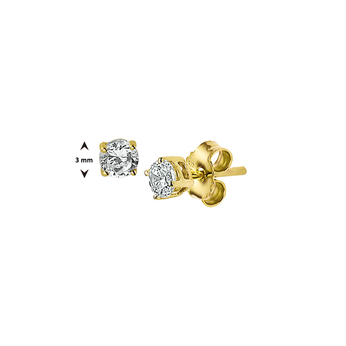 oorknoppen zirkonia 14K geelgoud