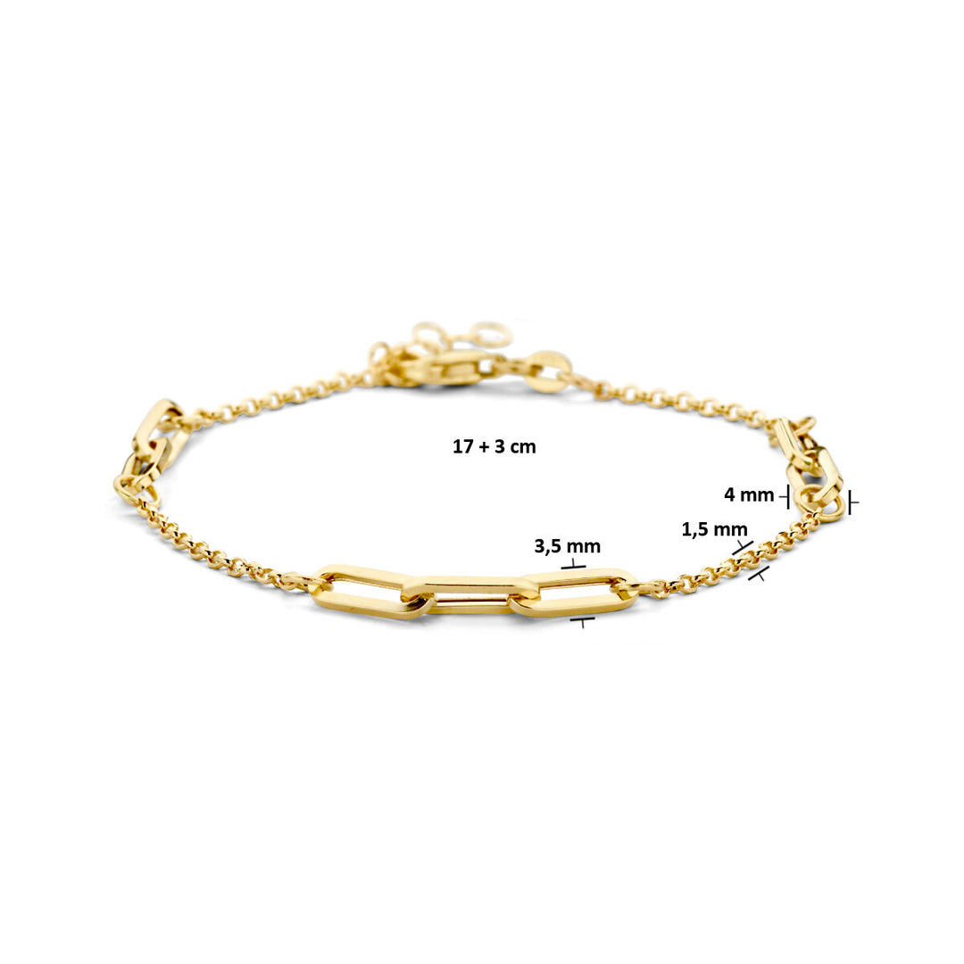 Gouden armband dames jasseron en paperclip 14K