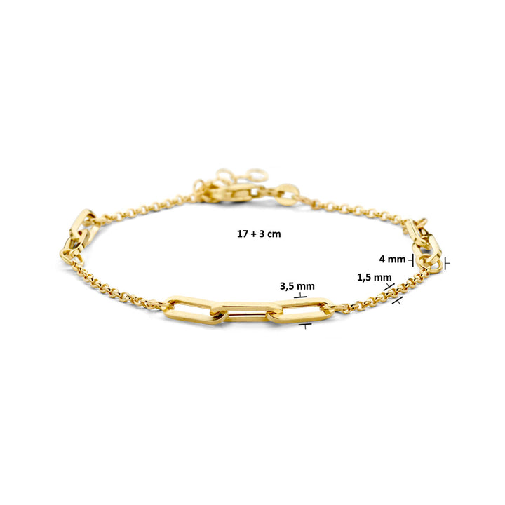 Gouden armband dames jasseron en paperclip 14K