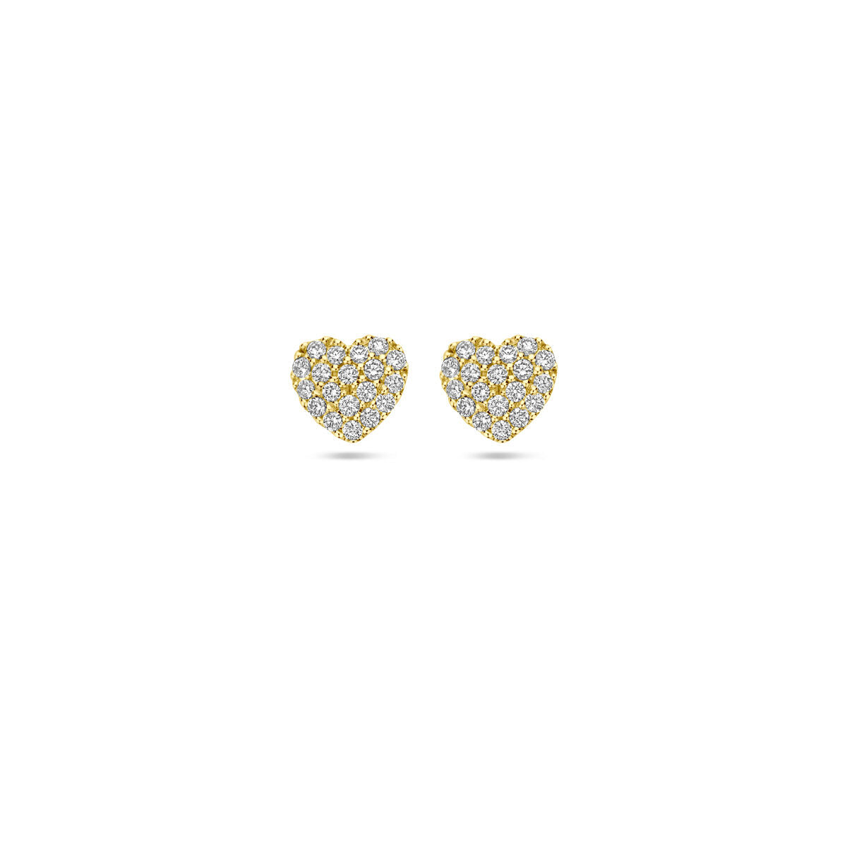 oorknoppen hartje diamant 0.18ct (2x 0.09ct) h si 5,5 mm 14K geelgoud