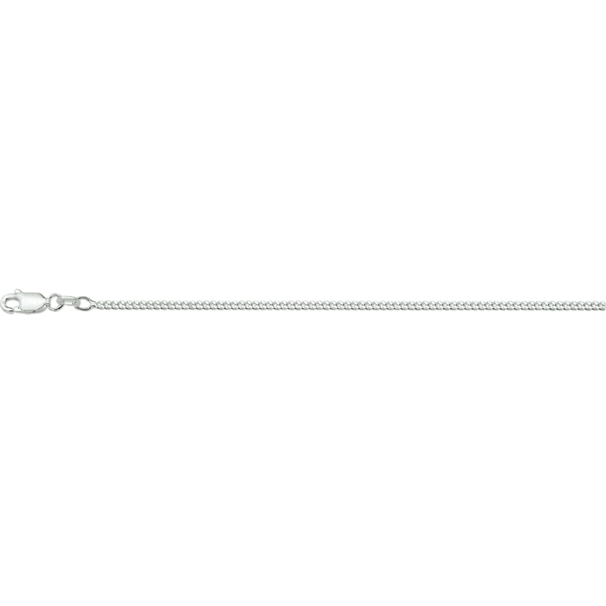 De Van der Kooij Collectie collier gourmette 4-zijdes geslepen 2,1mm zilver wit heeft een delicate schakel en karabijnsluiting, perfect als unisex ketting voor een elegante touch, afgebeeld op een witte achtergrond.