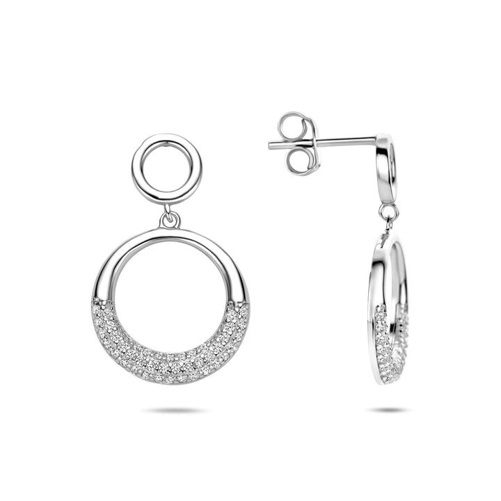 Zilveren oorhangers met zirkonia – gerhodineerd 925 zilver
