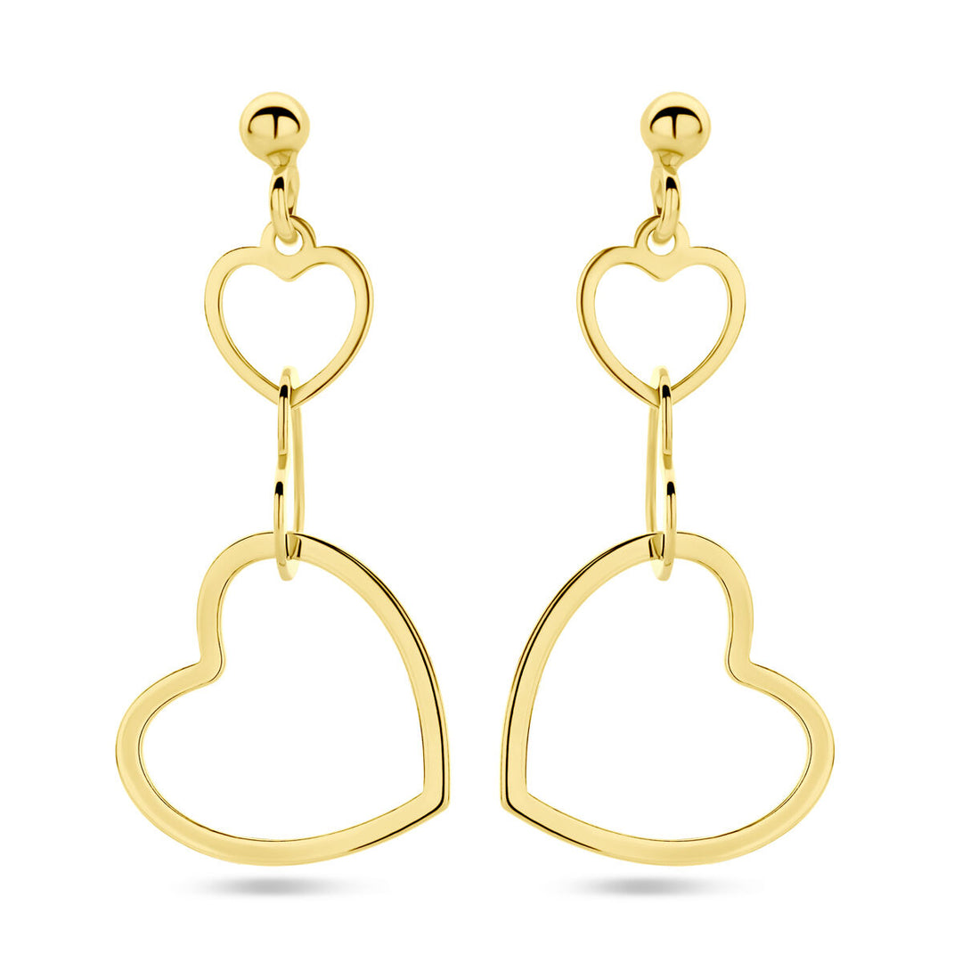 earrings hearts 1 micron silver gold plated (yellow)