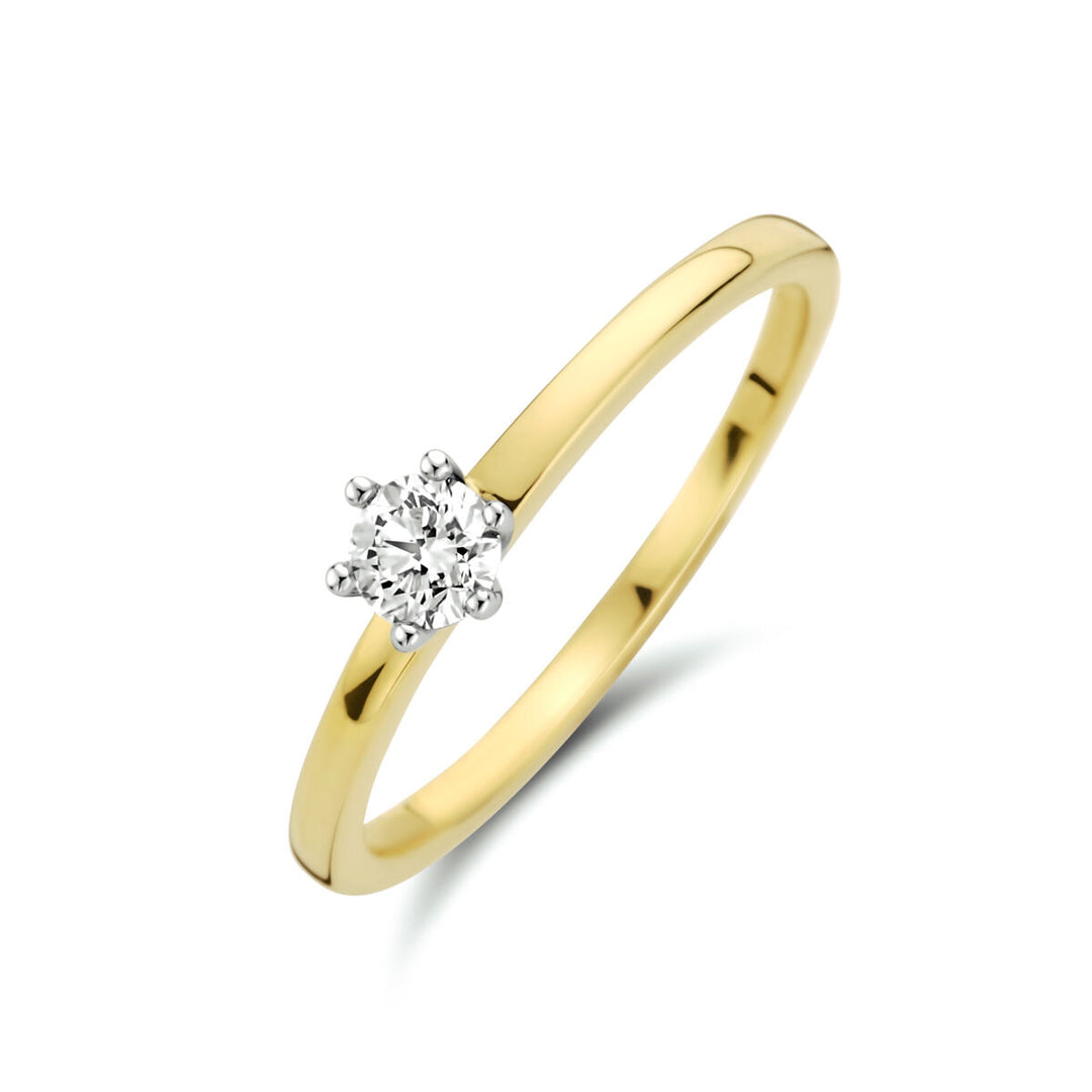 ring diamond 0.20ct h si 14K bicolor gold yellow/white