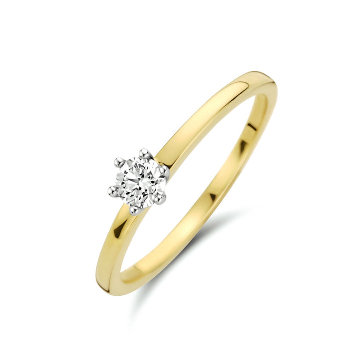 ring diamond 0.20ct h si 14K bicolor gold yellow/white