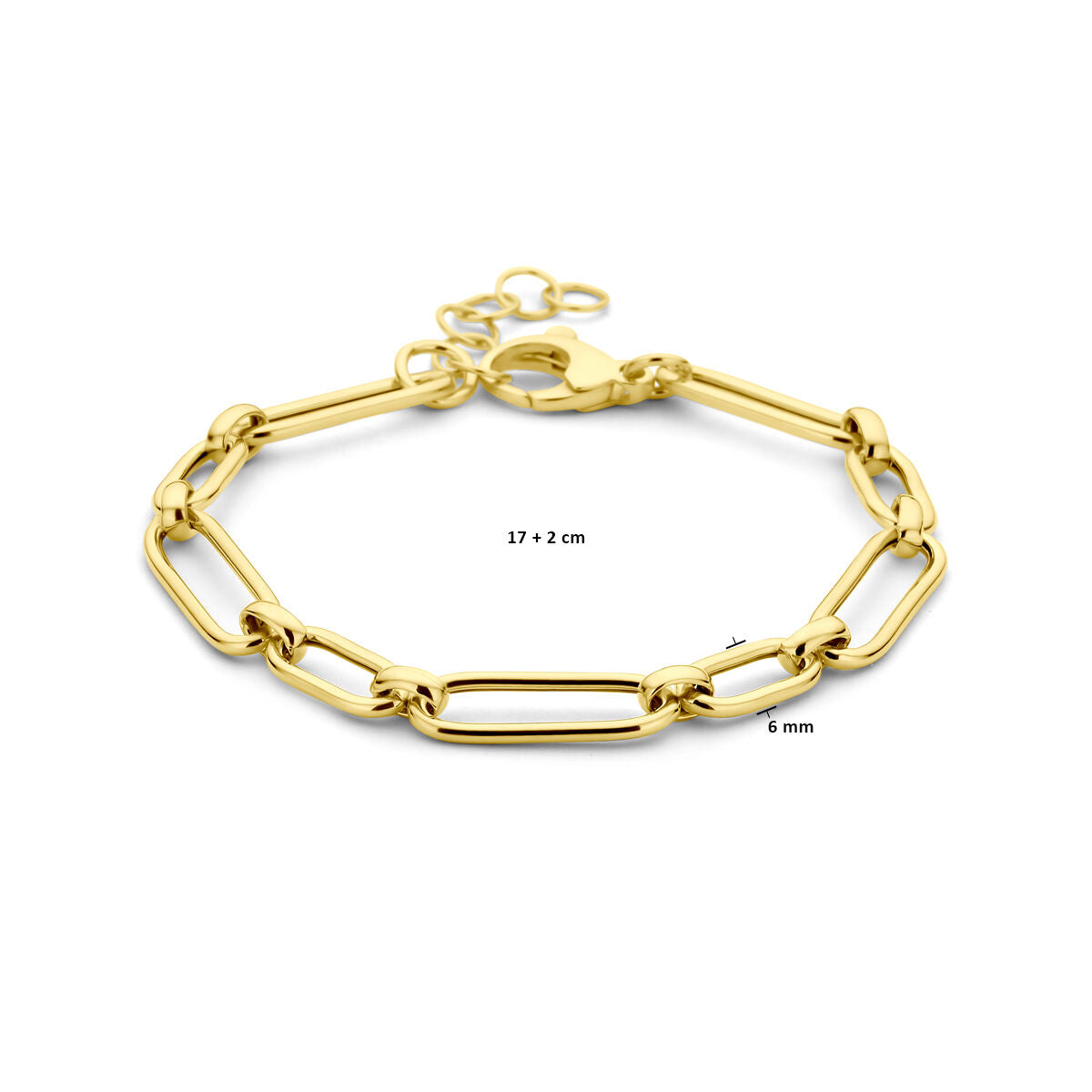 bracelet 6.0 mm 17 + 2 cm 3 micron silver gold plated (yellow)