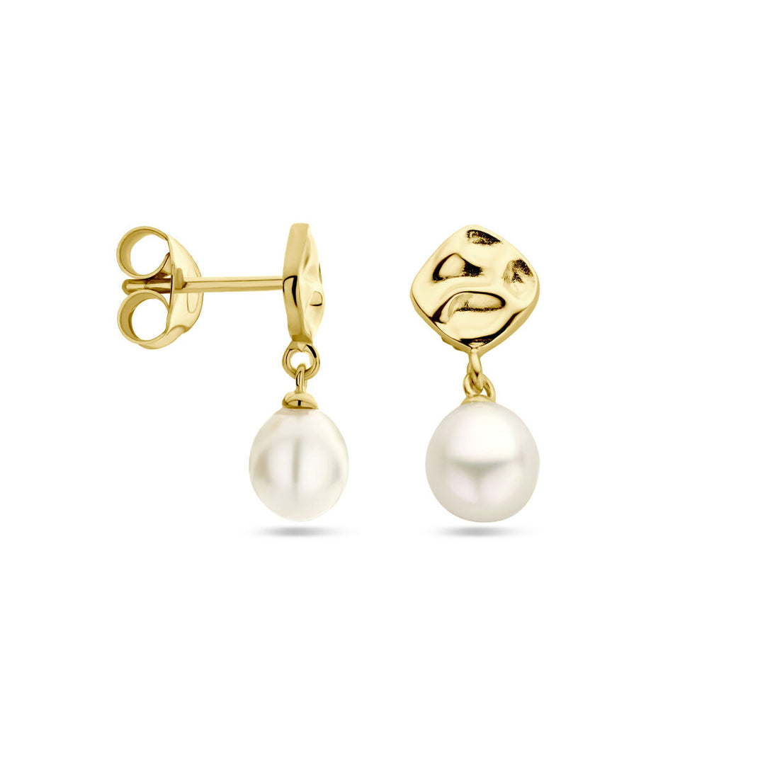 earrings pearl 1 micron silver gold plated (yellow)