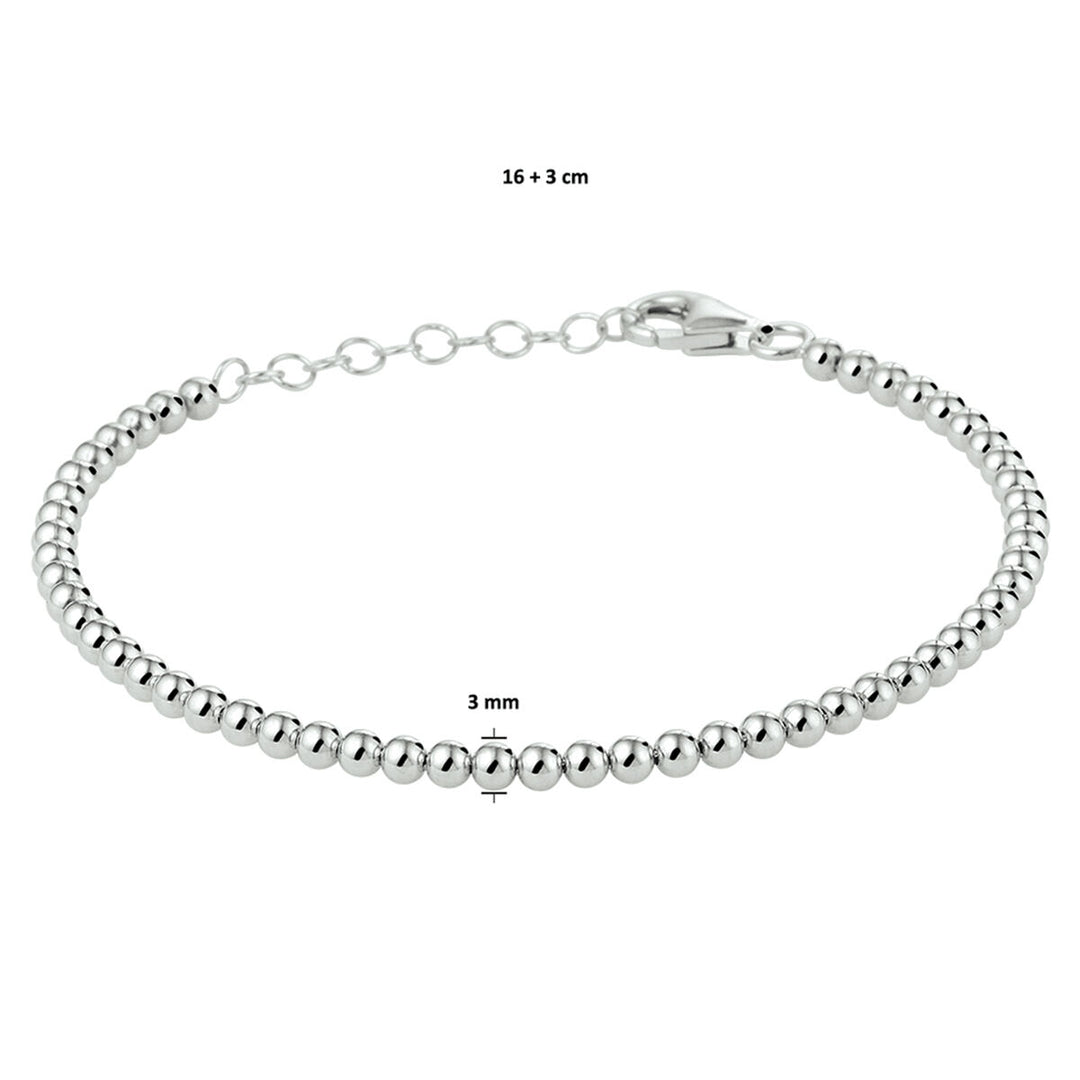 Silver bracelet ladies beads rhodium plated