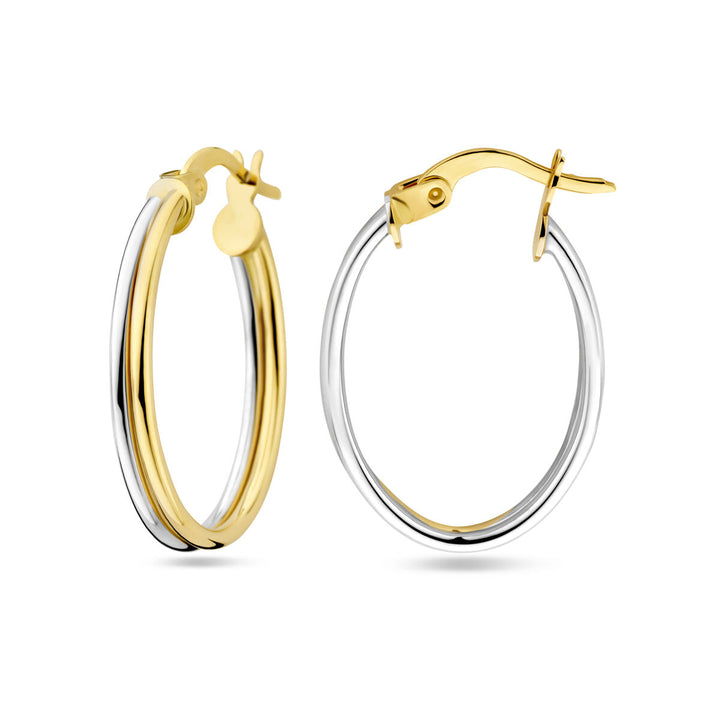 oorringen 14K bicolor goud geel/wit