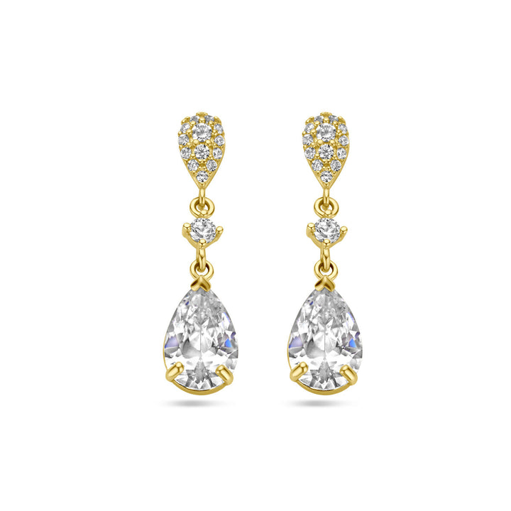 earrings zirconia 14K yellow gold