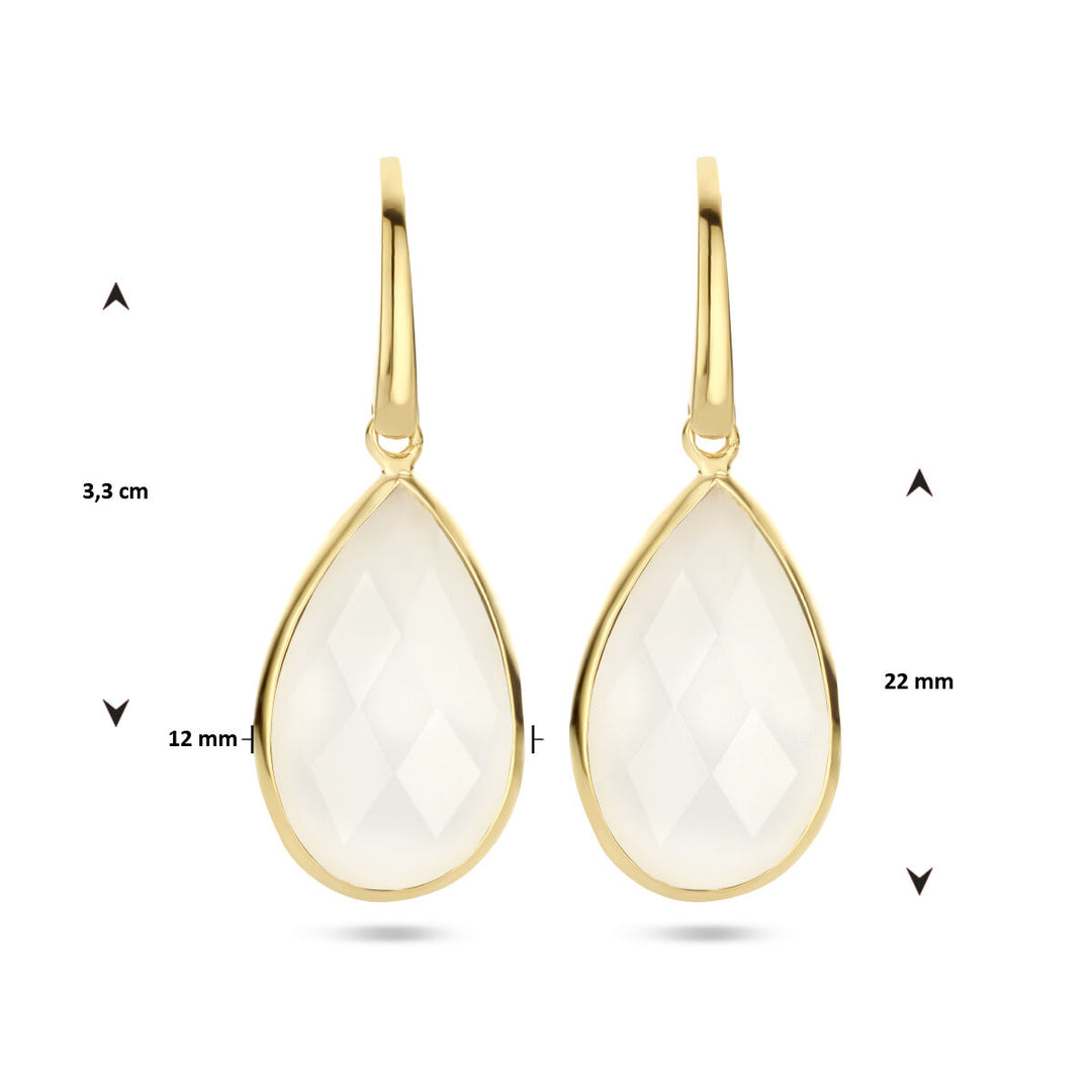 Ohrringe weißer Achat Französischer Haken Silber vergoldet (gelb)