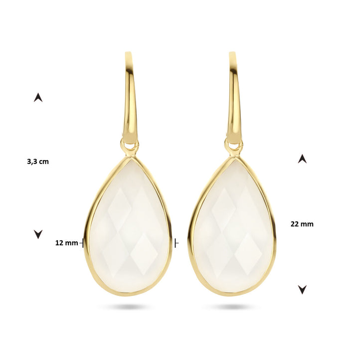 Ohrringe weißer Achat Französischer Haken Silber vergoldet (gelb)