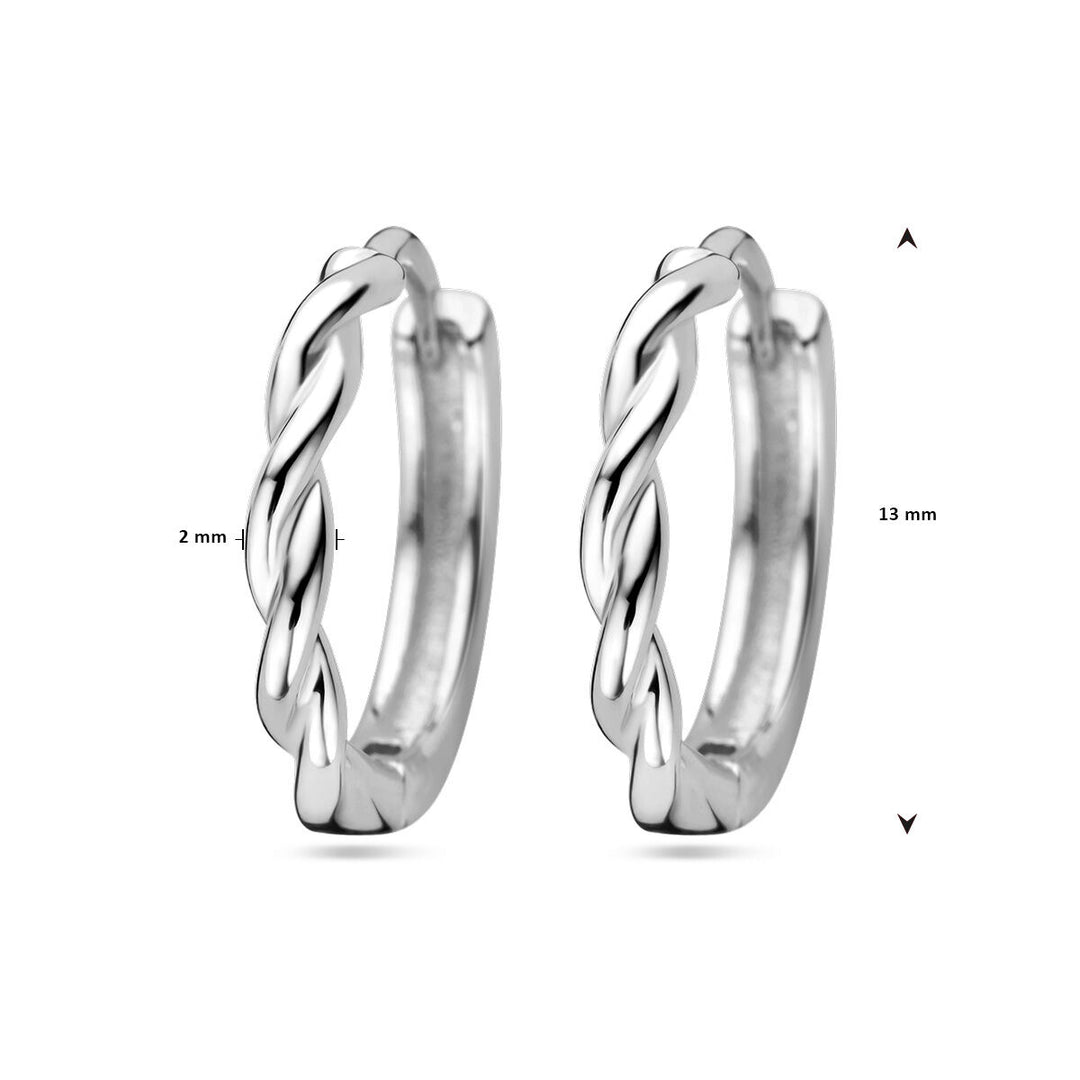 drop earrings twisted tube silver rhodium plated