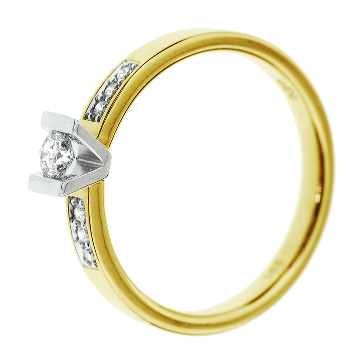 ring diamond 0.20ct h si 14K bicolor gold yellow/white