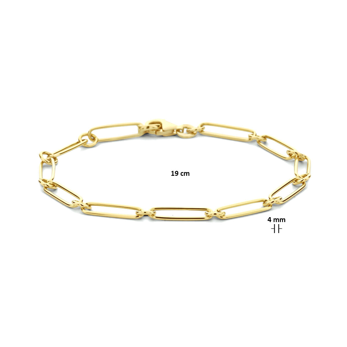 Gouden armband dames paperclip platte buis 14K