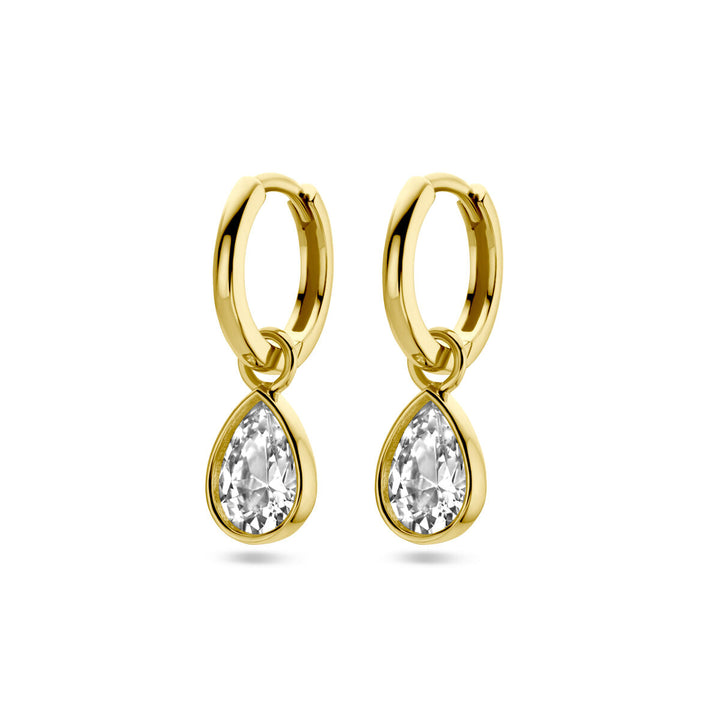 earrings zirconia 14K yellow gold