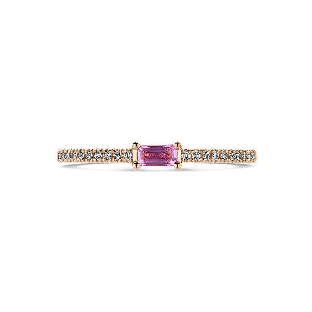 ring roze saffier en diamant 0.06ct h si 14K roségoud