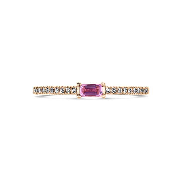 ring roze saffier en diamant 0.06ct h si 14K roségoud