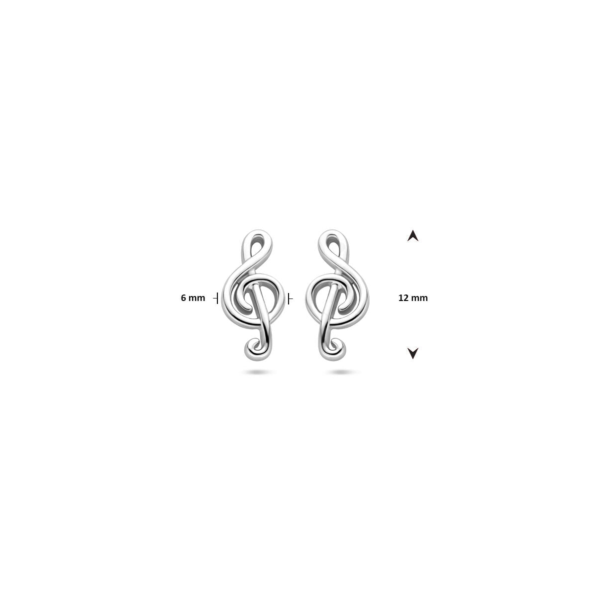 oorknoppen muzieknoot 12 mm zilver gerhodineerd