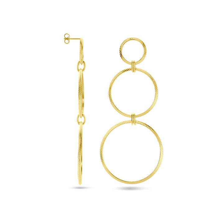 earrings circles diamond-plated 1 micron silver gold-plated (yellow)