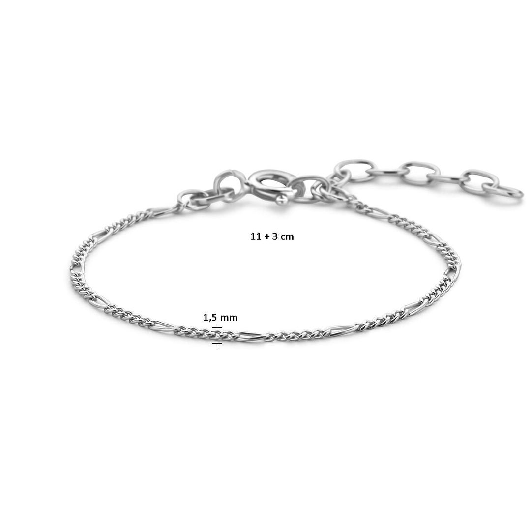 bracelet figaro 1.5 mm (children's length) silver rhodium plated
