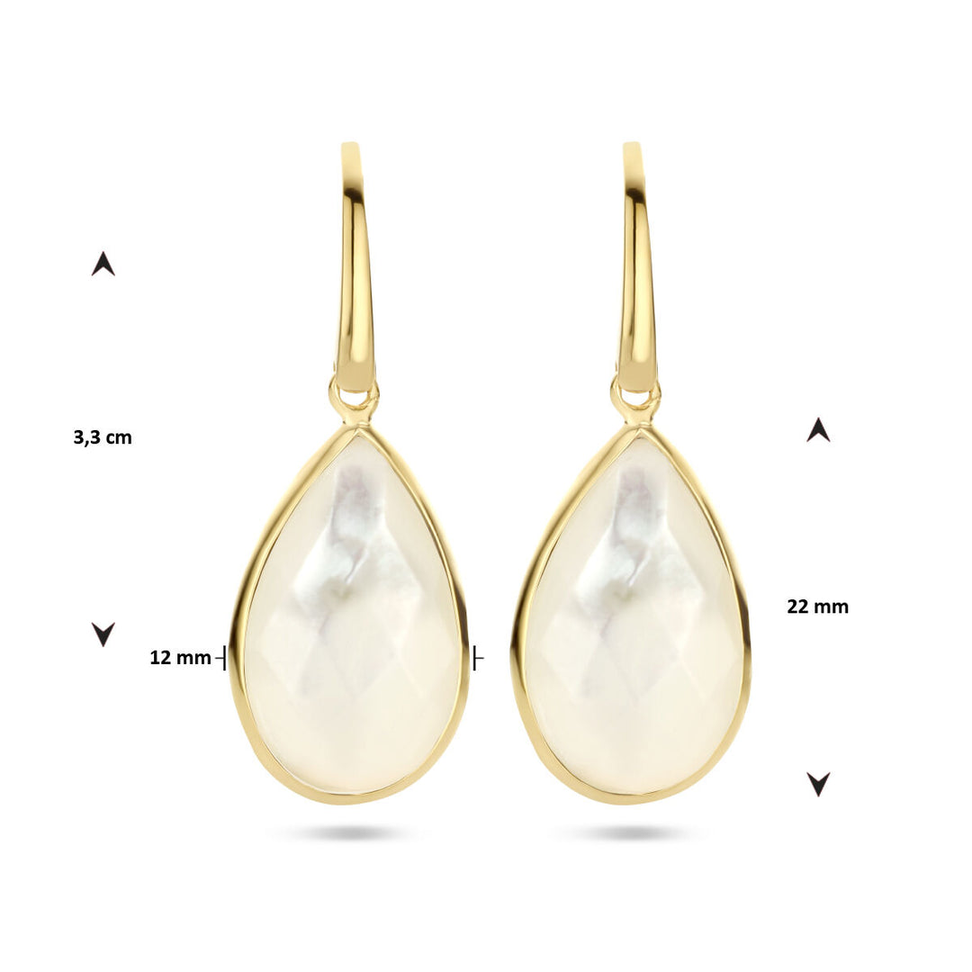 earrings mother of pearl French hook silver gold plated (yellow)