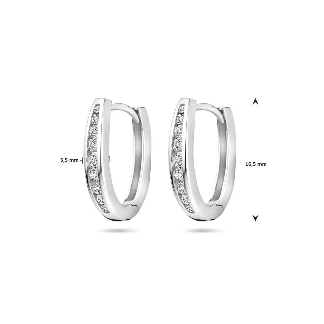 klapoorringen zirkonia 16,5 mm zilver gerhodineerd