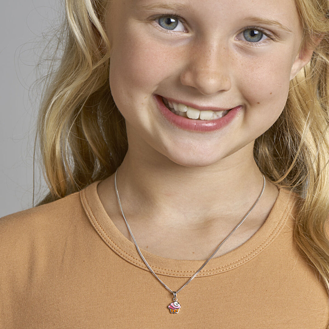 collier cupcake 36 + 4 cm zilver gerhodineerd