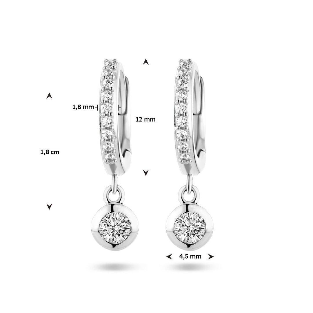 klapoorringen zirkonia zilver gerhodineerd