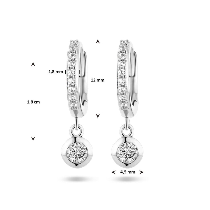 klapoorringen zirkonia zilver gerhodineerd