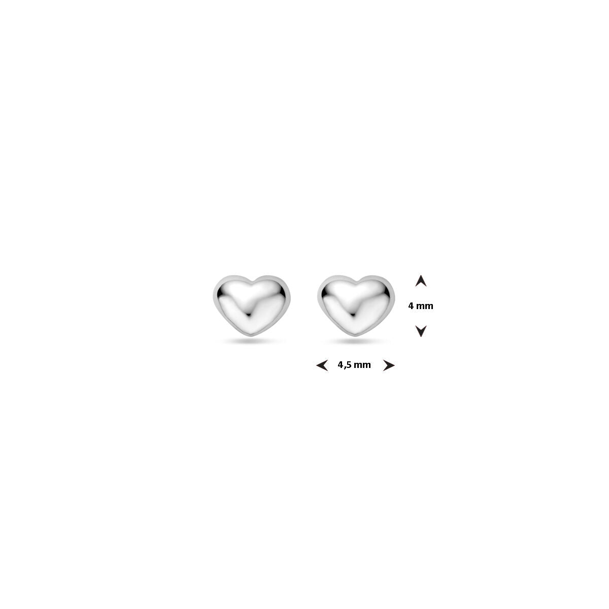 oorknoppen hartje 3,5 mm zilver gerhodineerd