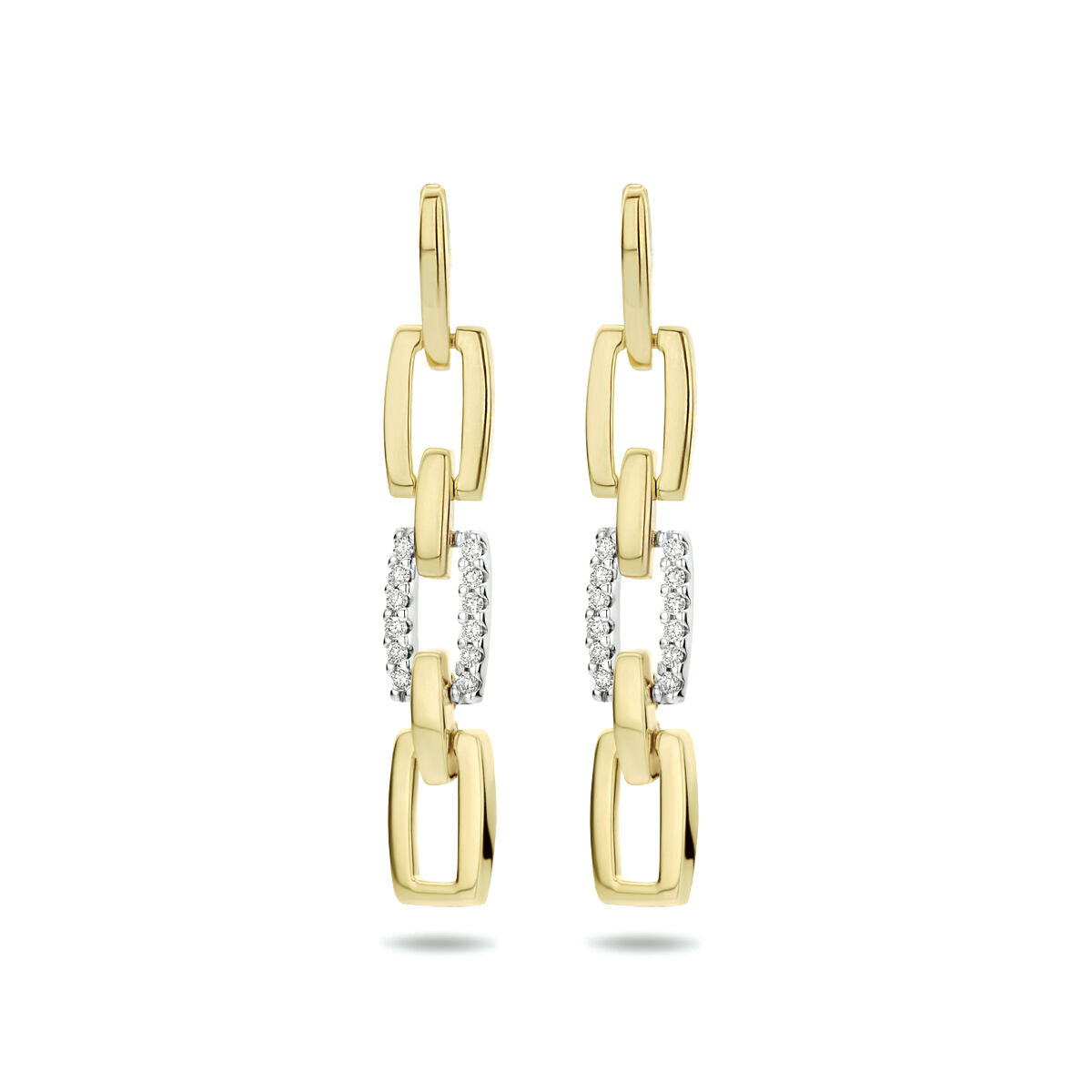diamond earrings 0.10ct (2x0.05ct) h si 14K bicolor gold yellow/white