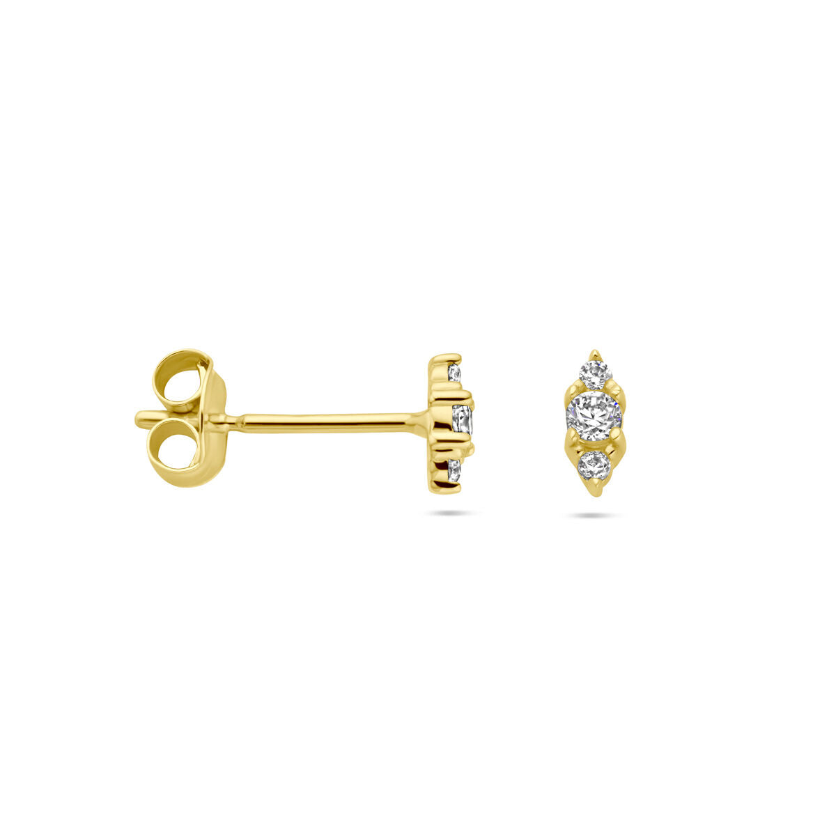 oorknoppen zirkonia 14K geelgoud