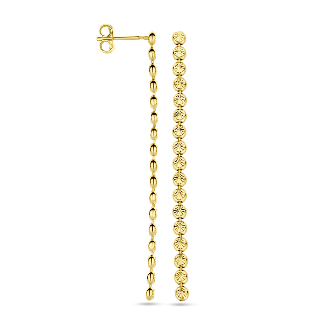 earrings diamond-plated 55 mm 1 micron silver gold-plated (yellow)