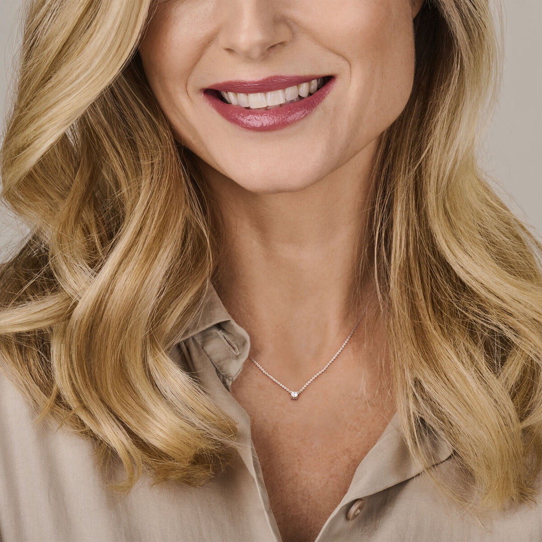 zirconia necklace 41.5 + 3 cm silver rhodium plated