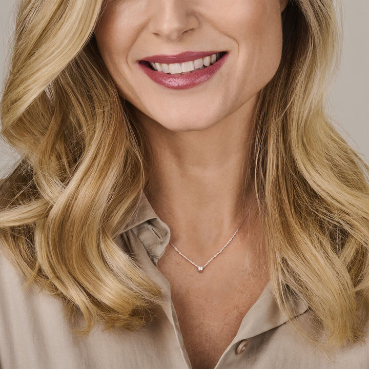 zirconia necklace 41.5 + 3 cm silver rhodium plated