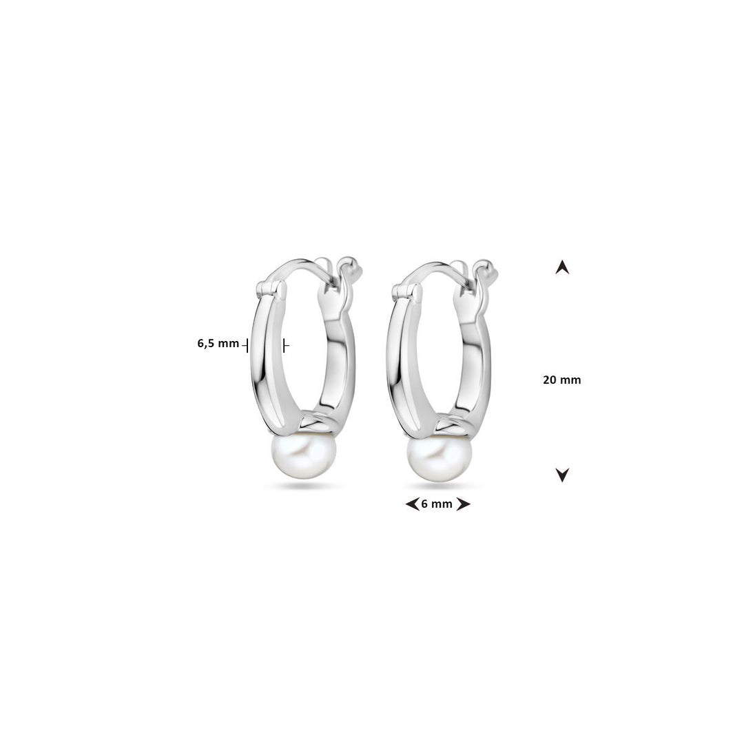 oorringen parel 20 mm zilver gerhodineerd