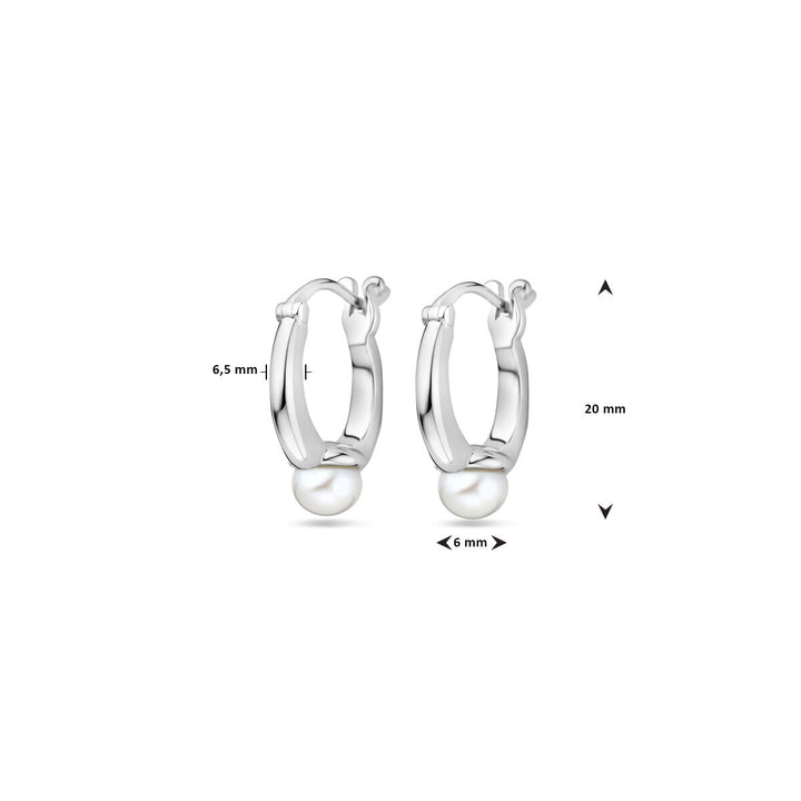 oorringen parel 20 mm zilver gerhodineerd