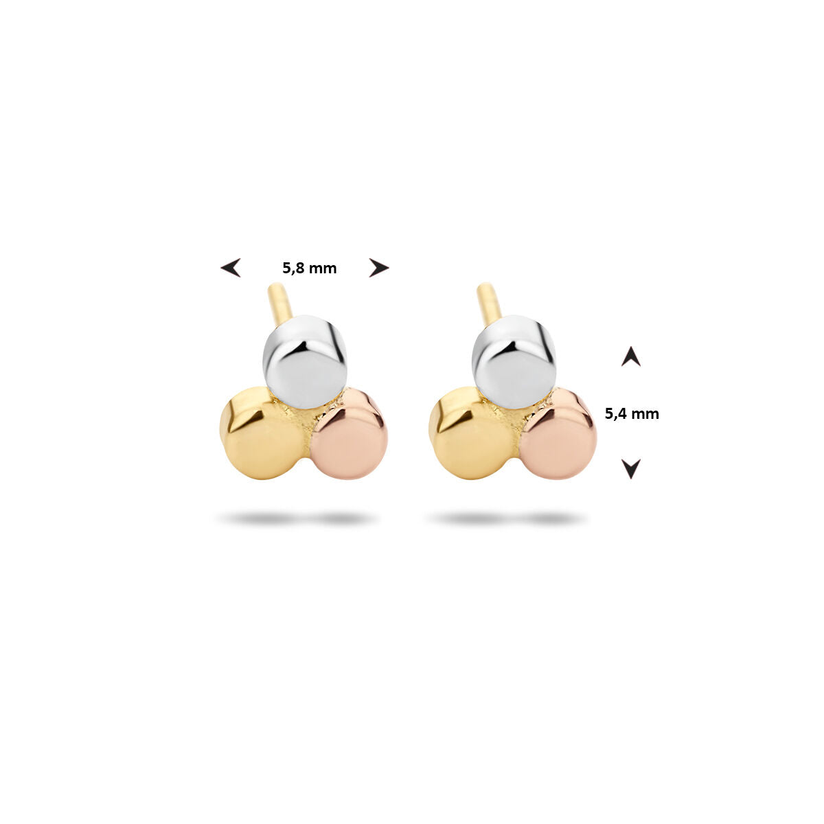 ear studs round tricolor 14K tricolor gold