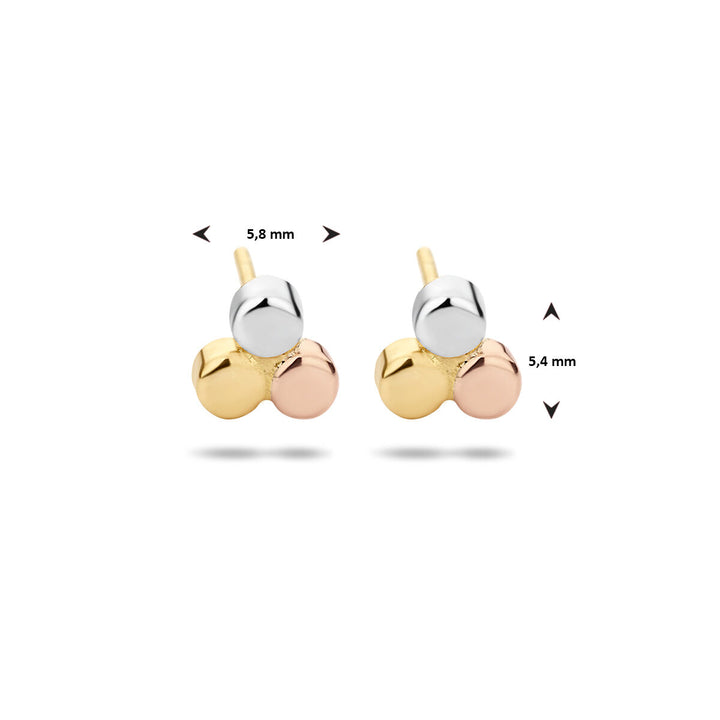 oorknoppen rondjes tricolor 14K tricolor goud