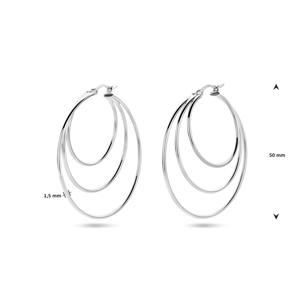 earrings round tube silver rhodium plated