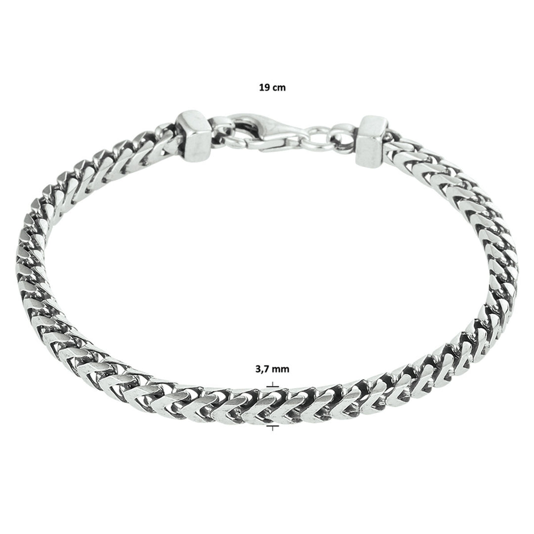 Silver bracelet men's oxi gourmette 3.7 mm oxidized