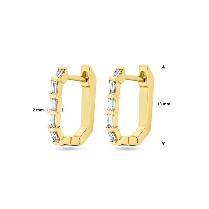 klapoorringen diamant 0.20ct (2x 0.10ct) h si 13 mm 14K geelgoud