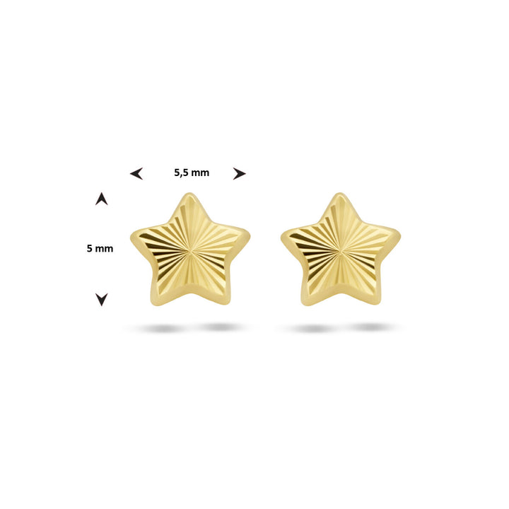 star stud earrings diamond-plated 14K yellow gold